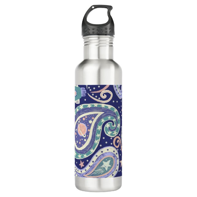 Retro Space Galaxy Design Edelstahlflasche (Vorderseite)