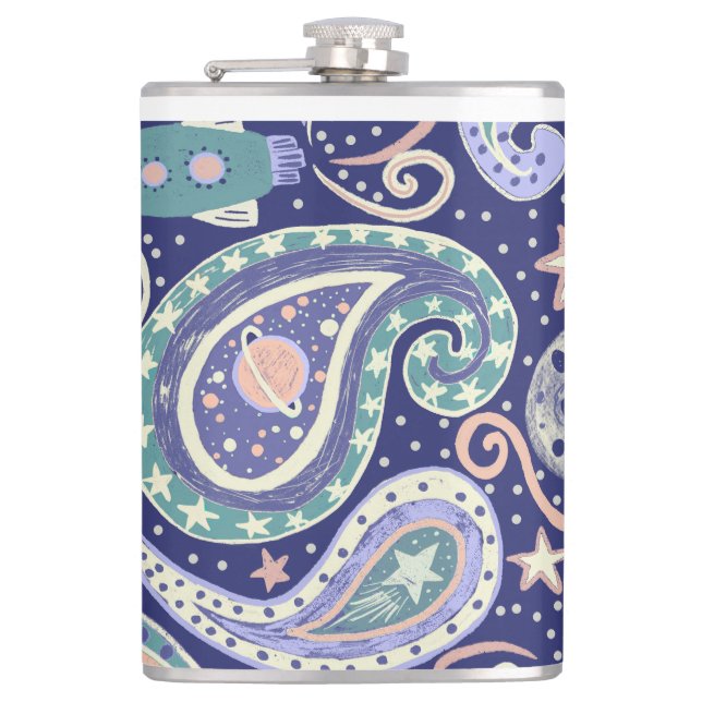 Retro Space Galaxy Design Flachmann (Vorderseite)