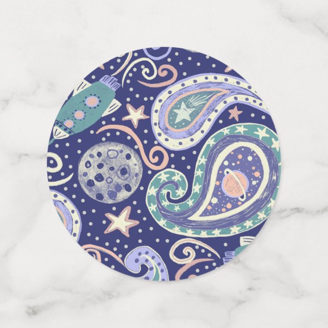 Retro Space Galaxy Design Konfetti (Mittel Rückseite)