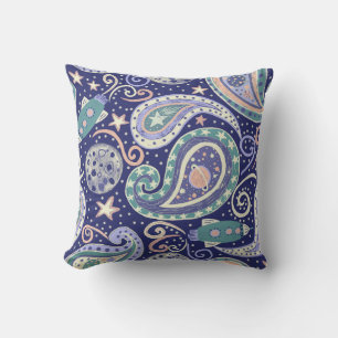 Retro Space Galaxy Paisley Design Kissen