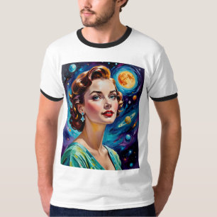 Retro Space Goddess Galaxy Art Shirt