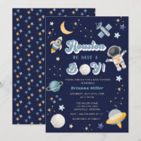 Retro Space Houston Wir haben eine Baby-Dusche