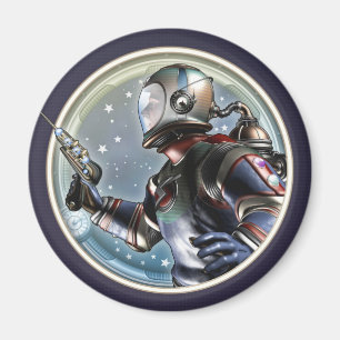 Retro Space Man Round Magnet