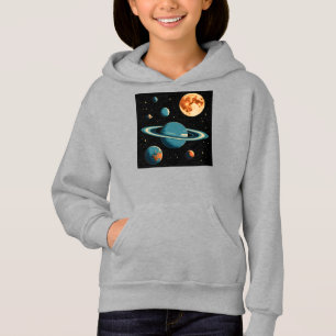 Retro Space Planets & Moon Wall Art - Mitte des Ja Hoodie