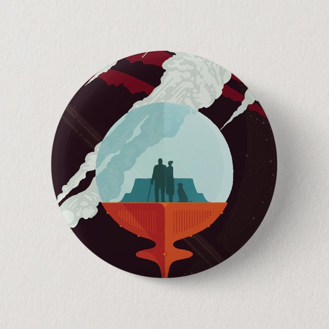 Retro Space Poster Cassini Mission to Saturn Button (Vorderseite)