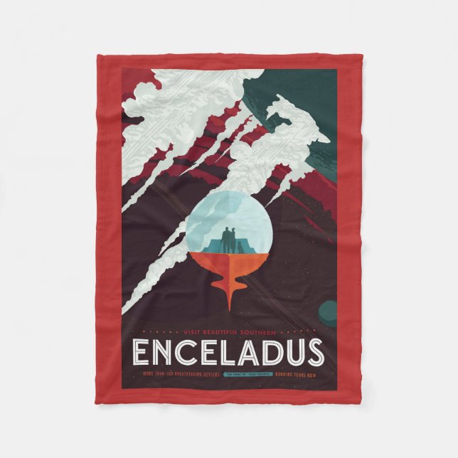 Retro Space Poster Cassini Mission to Saturn Fleecedecke (Vorderseite)