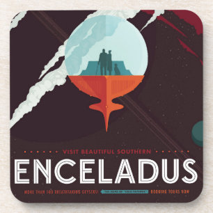 Retro Space Poster Cassini Mission to Saturn Getränkeuntersetzer