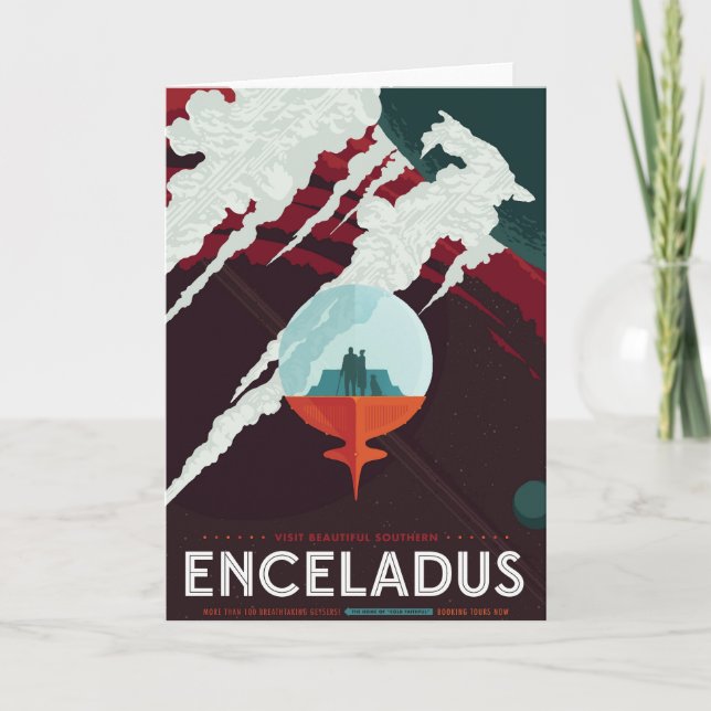 Retro Space Poster Cassini Mission to Saturn Karte (Vorderseite)