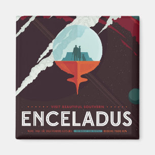 Retro Space Poster Cassini Mission to Saturn Magnet