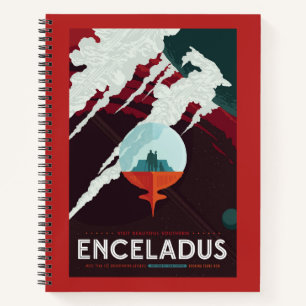 Retro Space Poster Cassini Mission to Saturn Notizbuch