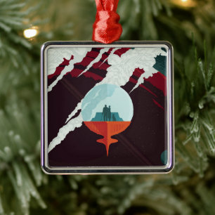 Retro Space Poster Cassini Mission to Saturn Ornament Aus Metall