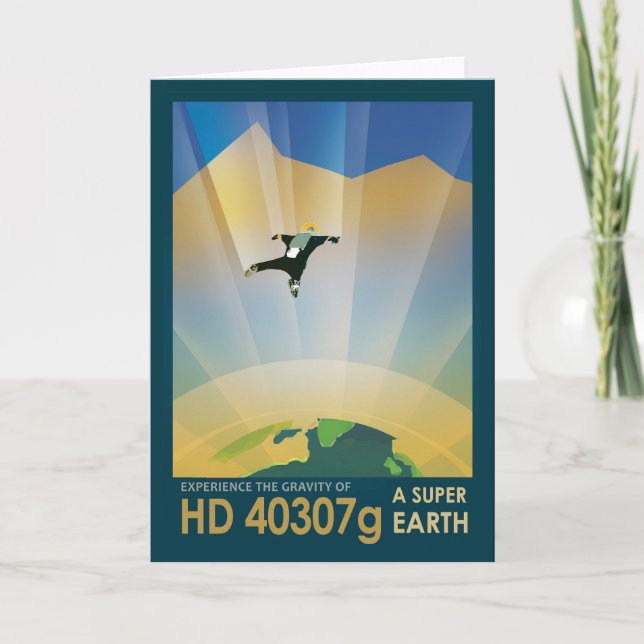 Retro Space Poster - die Schwerkraft einer Super E Karte (Vorderseite)