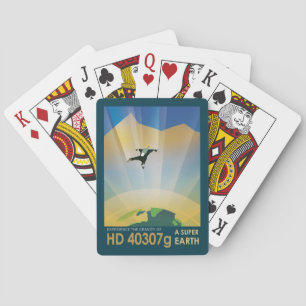 Retro Space Poster - die Schwerkraft einer Super E Spielkarten