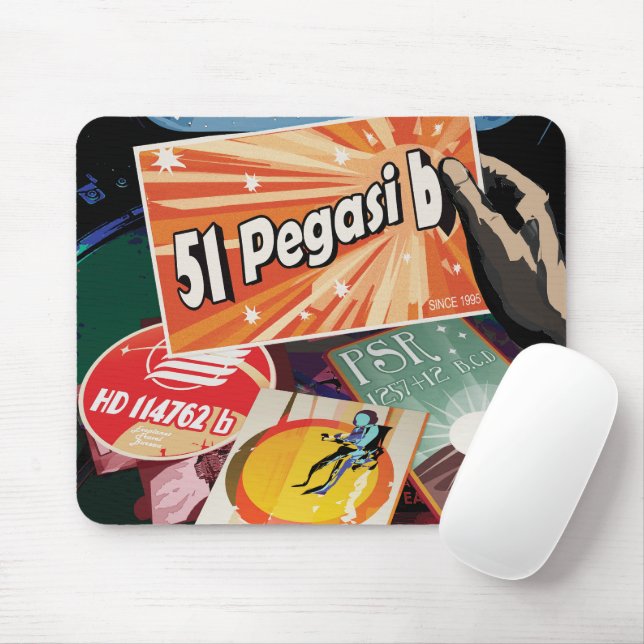 Retro Space Poster-Exoplanet Discovery 51 Pegasi B Mousepad (Mit Mouse)