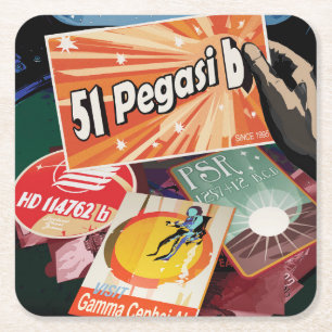 Retro Space Poster-Exoplanet Discovery 51 Pegasi B Rechteckiger Pappuntersetzer