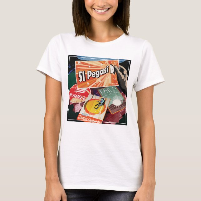 Retro Space Poster-Exoplanet Discovery 51 Pegasi B T-Shirt (Vorderseite)