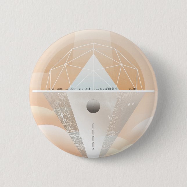 Retro Space Poster Observatory im Sonnensystem Button (Vorderseite)