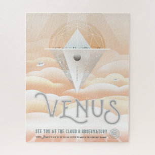 Retro Space Poster Observatory im Sonnensystem Puzzle