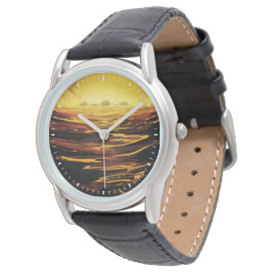 Retro Space Poster-Saturns Größter Mond, Titan. Armbanduhr