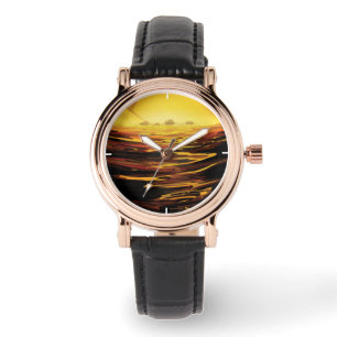 Retro Space Poster-Saturns Größter Mond, Titan. Armbanduhr