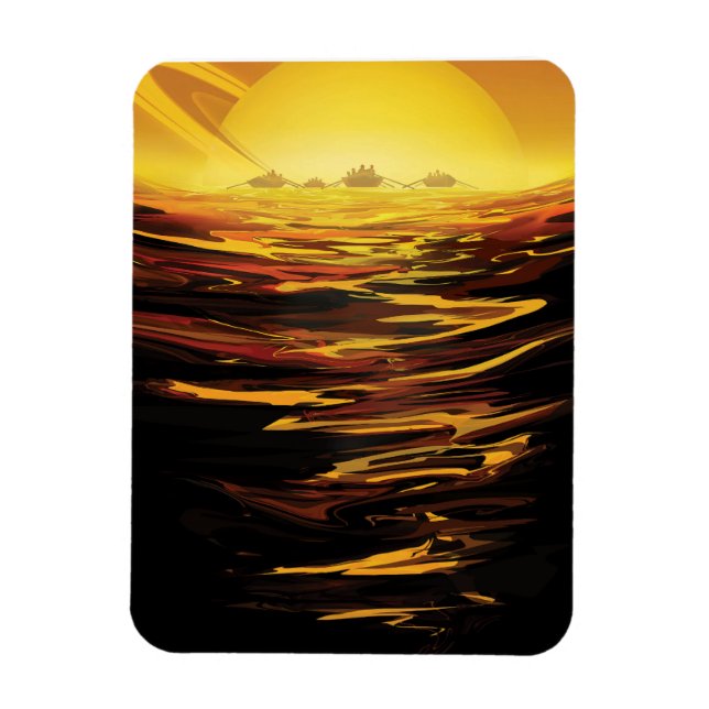 Retro Space Poster-Saturns Größter Mond, Titan. Magnet (Vertikal)