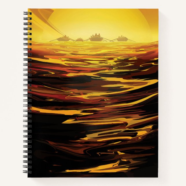 Retro Space Poster-Saturns Größter Mond, Titan. Notizbuch (Vorderseite)