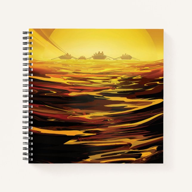 Retro Space Poster-Saturns Größter Mond, Titan. Notizbuch (Vorderseite)