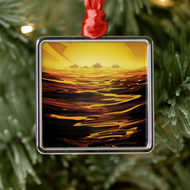 Retro Space Poster-Saturns Größter Mond, Titan. Ornament Aus Metall (Baum)