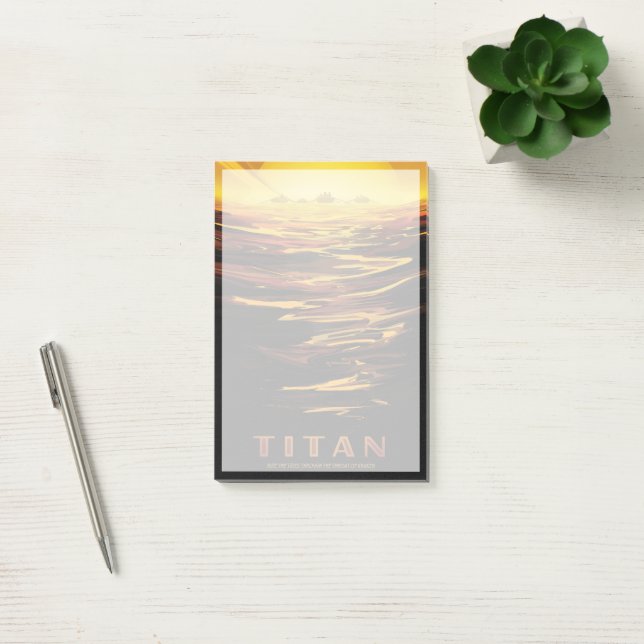 Retro Space Poster-Saturns Größter Mond, Titan. Post-it Klebezettel (Büro)