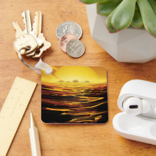 Retro Space Poster-Saturns Größter Mond, Titan. Schlüsselanhänger