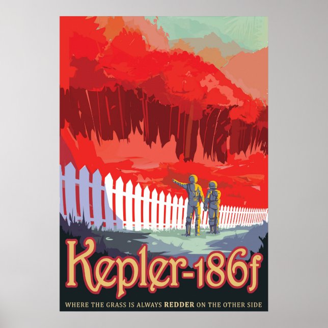 Retro Space Poster von Kepler-186f. (Vorne)