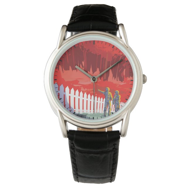 Retro Space Poster von Kepler-186f. Armbanduhr (Vorderseite)