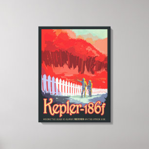 Retro Space Poster von Kepler-186f. Leinwanddruck