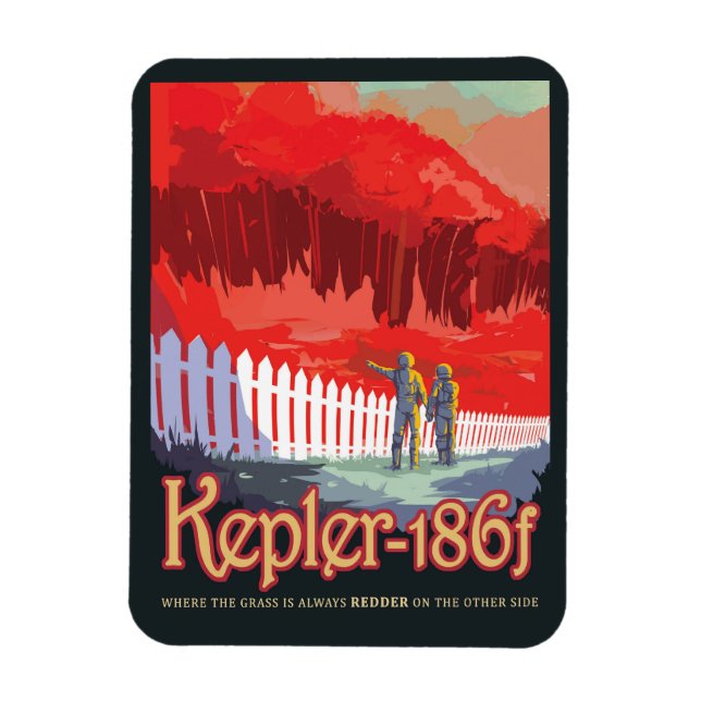 Retro Space Poster von Kepler-186f. Magnet (Vertikal)
