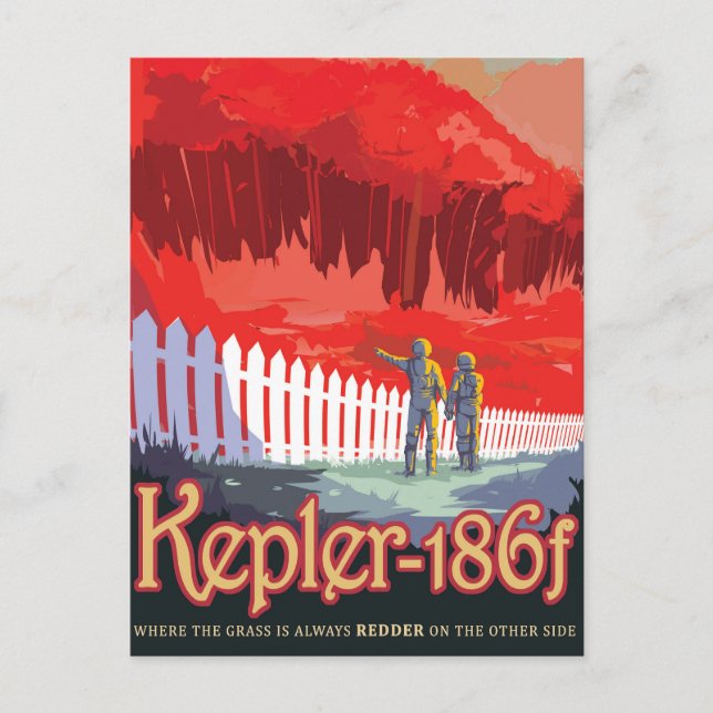 Retro Space Poster von Kepler-186f. Postkarte (Vorderseite)