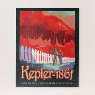 Retro Space Poster von Kepler-186f. Puzzle
