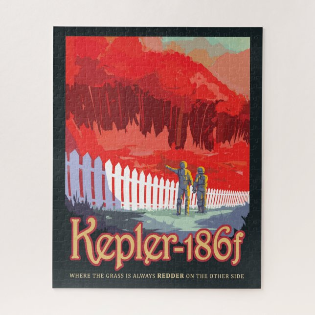 Retro Space Poster von Kepler-186f. Puzzle (Vertikal)