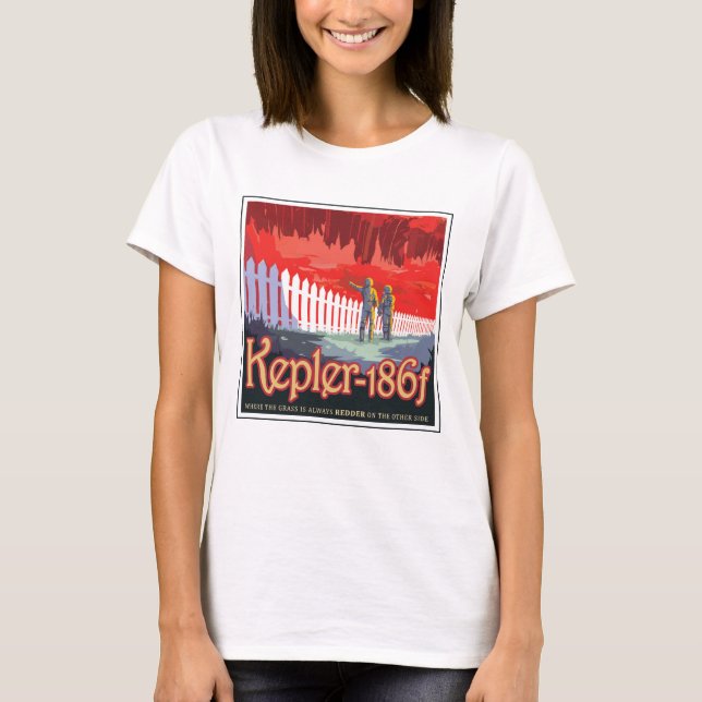 Retro Space Poster von Kepler-186f. T-Shirt (Vorderseite)