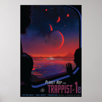 Retro Space Poster - Zuschauer beobachten Trappist