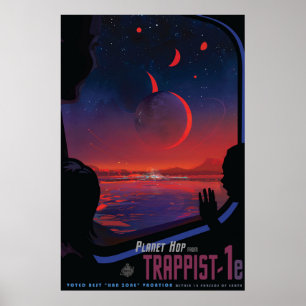Retro Space Poster - Zuschauer beobachten Trappist