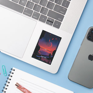 Retro Space Poster - Zuschauer beobachten Trappist Aufkleber