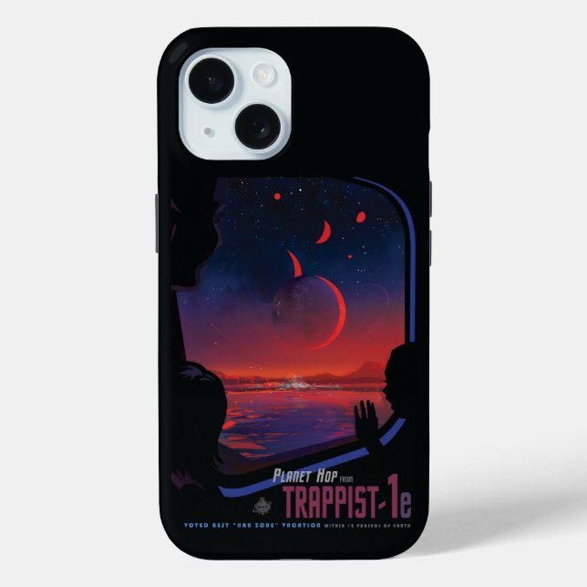 Retro Space Poster - Zuschauer beobachten Trappist Case-Mate iPhone Hülle (Rückseite)