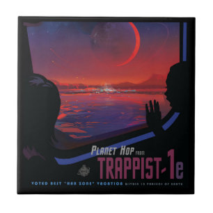 Retro Space Poster - Zuschauer beobachten Trappist Fliese