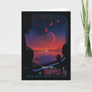 Retro Space Poster - Zuschauer beobachten Trappist Karte