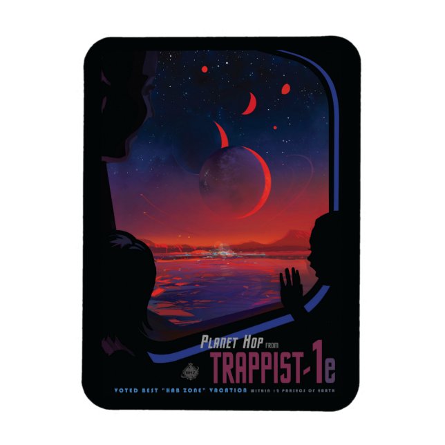 Retro Space Poster - Zuschauer beobachten Trappist Magnet (Vertikal)