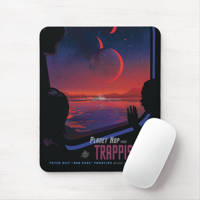 Retro Space Poster - Zuschauer beobachten Trappist Mousepad (Mit Mouse)