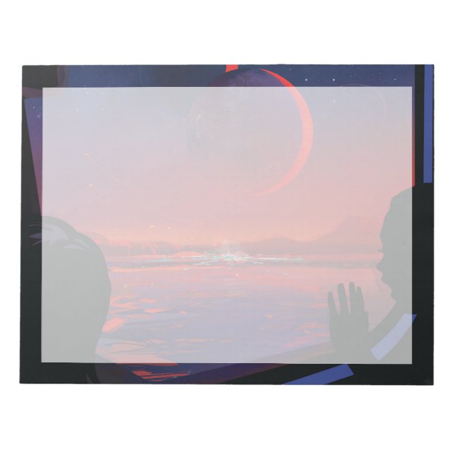 Retro Space Poster - Zuschauer beobachten Trappist Notizblock (Vorderseite)