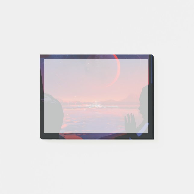 Retro Space Poster - Zuschauer beobachten Trappist Post-it Klebezettel (Vorderseite)