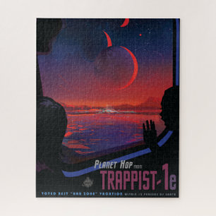 Retro Space Poster - Zuschauer beobachten Trappist Puzzle