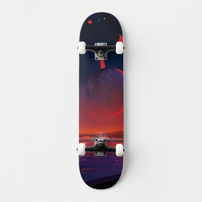 Retro Space Poster - Zuschauer beobachten Trappist Skateboard (Vorderseite)